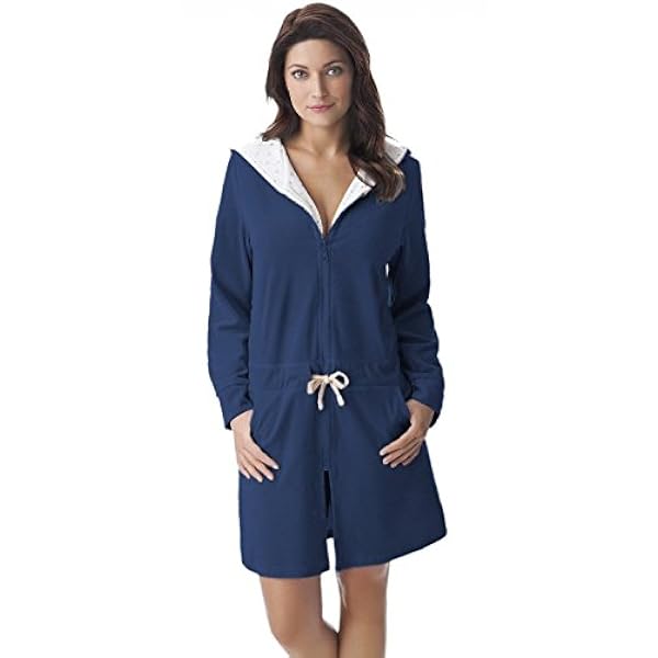 Dorota cosy and modern cotton bathrobe with pockets and zip